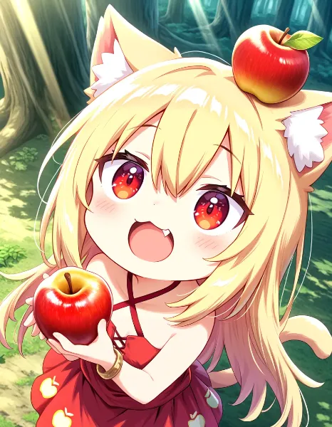 この歯で🍎をまるかじりニャ！