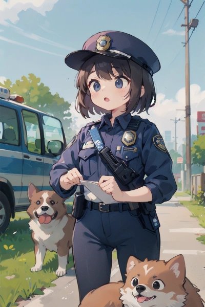 婦警さんと犬