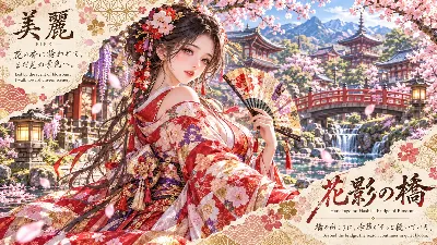 花影の橋を渡る美麗の春