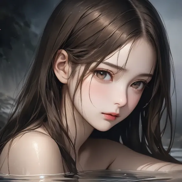 霧の湖に浮かぶ少女