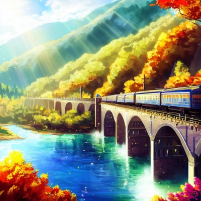 列車と紅葉