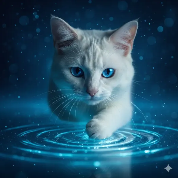 青い波紋に秘められた猫の秘密