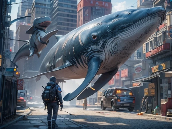 街を泳ぐクジラ