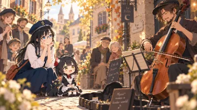 秋の街角に響く優しい調べ
