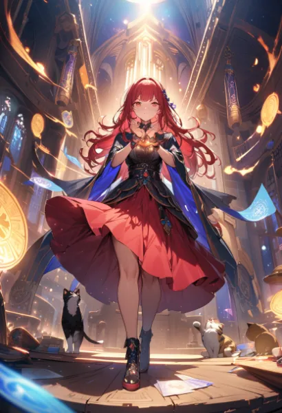 紅髪の魔女と猫たちの魔法の夜