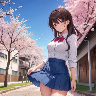 桜と女の子