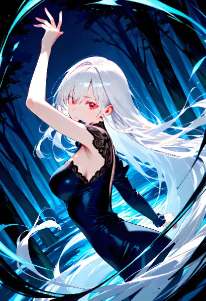 フリー枠　闇夜に舞う白髪の魔女