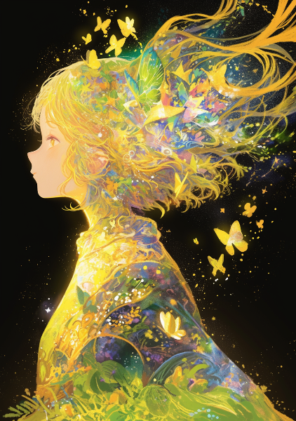 暗闇を彩る黄髪模様