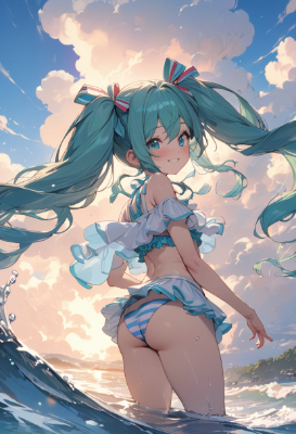 水着とリボンツインテールのミク２