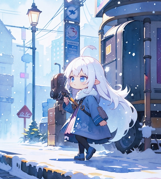 雪ふってる～！