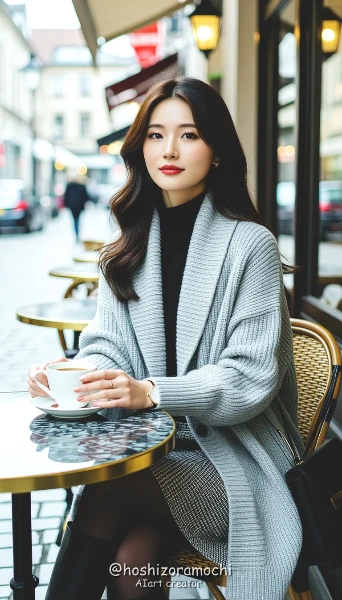 雨上がりの石畳カフェテラス / Stone-paved cafe terrace after the rain