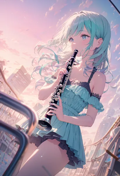 夕暮れの橋で響く青い調べ