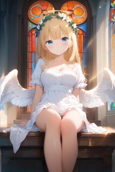 聖堂に降り立つ天使の少女