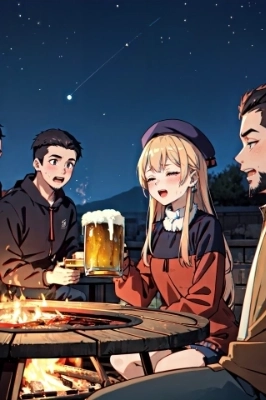 星空の下で乾杯