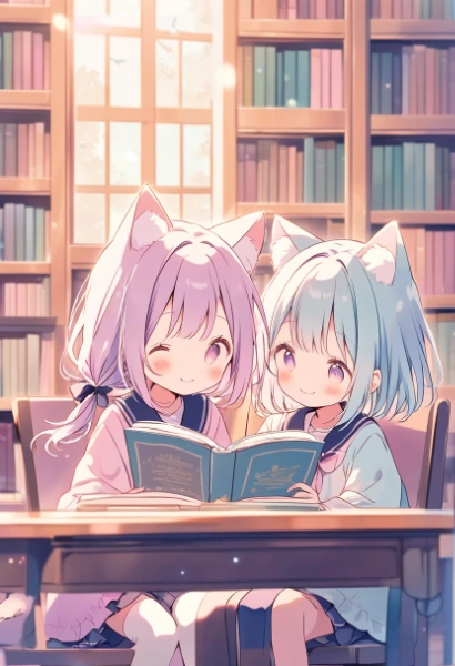 にゃんこ読書中