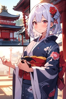 神社にて