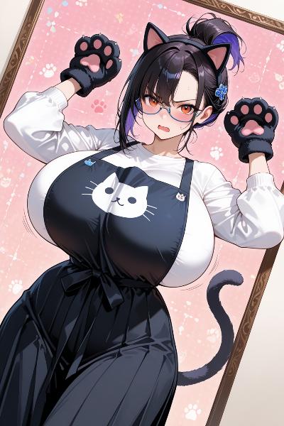 猫耳メイドのいたずらポーズ