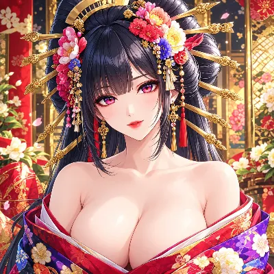 華やかな花飾りの美姫