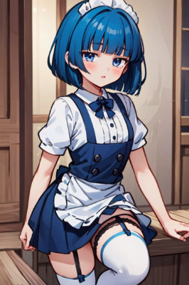 青髪のウエイトレスさん