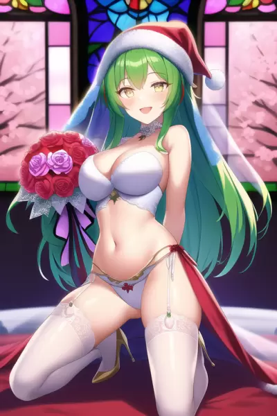 サンタビキニとウェディングドレスを融合させました