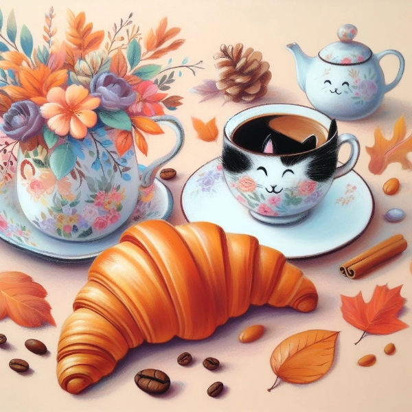 クロワッサンとコーヒー