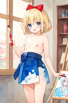 汚れてもいい格好で描くね