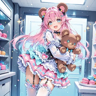くま耳少女のスイーツタイム