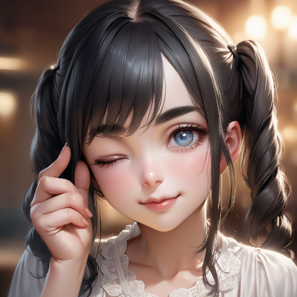 片目を瞑る女の子