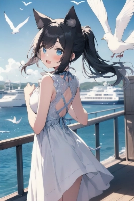 猫耳少女と鷗