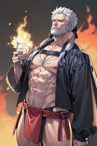 炎の覇気：ココアを飲むジジィ