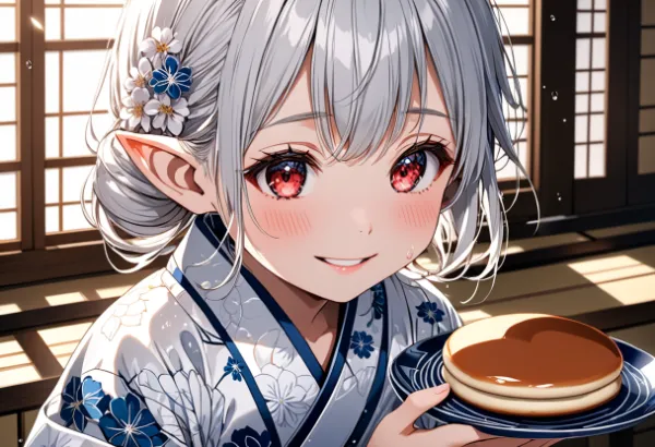 銀髪エルフの甘い朝の贈り物