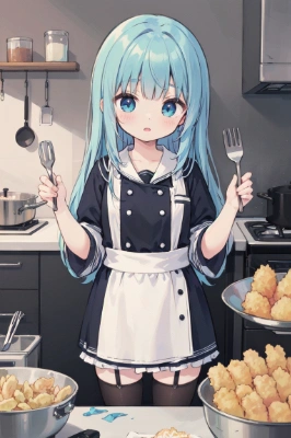 天ぷら作ってる女の子