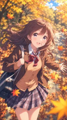 紅葉の道で