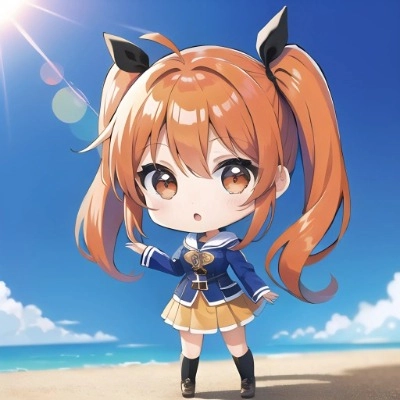 真夏日に海に来たちび子ちゃん