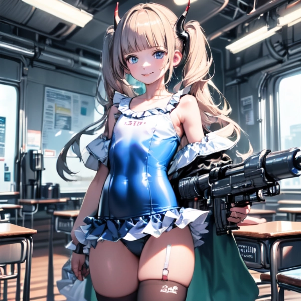 スク水マシンガン少女