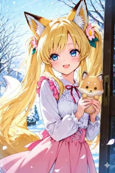 もふもふきつねこけし