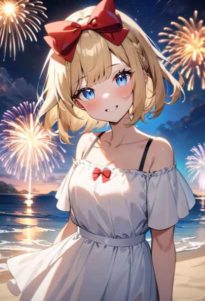 海とよると花火より美しいムスメさん