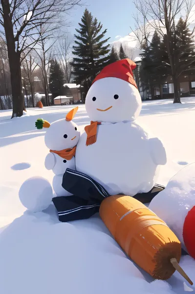 仲良し雪だるま