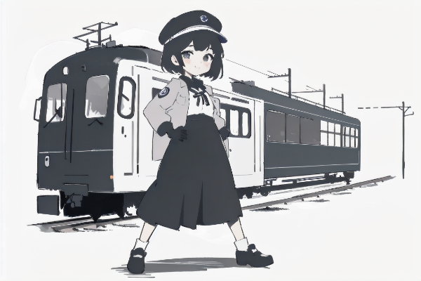 電車と車掌さん（女の子）