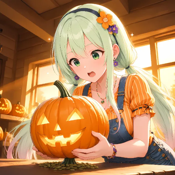 かぼちゃランタン作り中！