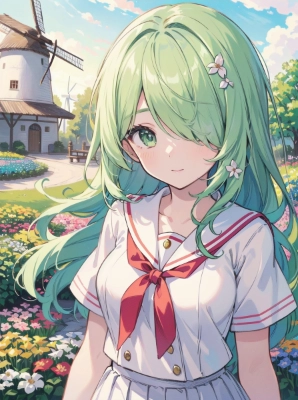 #320 緑髪少女