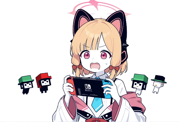 「ブルアカ風」ゲームをしてる女の子