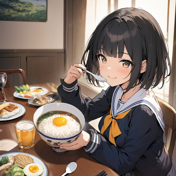 いつもの目覚め、いつもの制服、いつもの朝ご飯