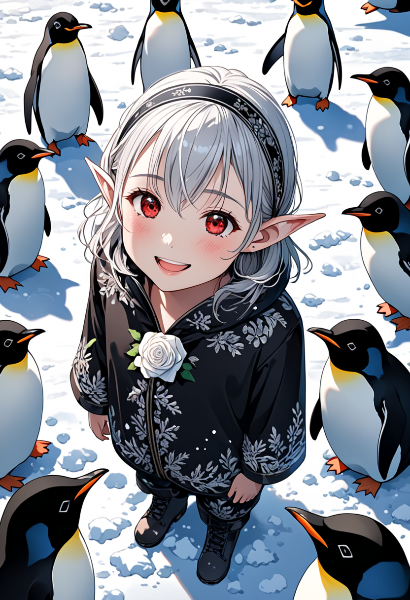 雪のエルフとペンギンの秘密の集会