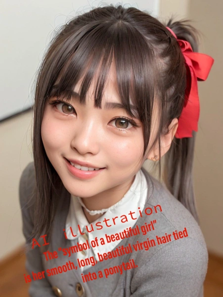 笑顔のポニーテール美少女