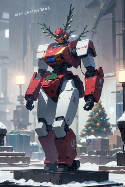 夜に向けて整備中のサンタ専用機