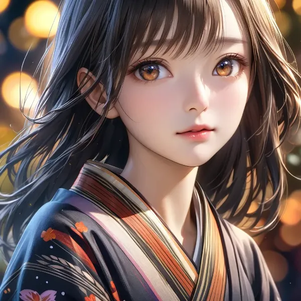 夜祭りの着物少女