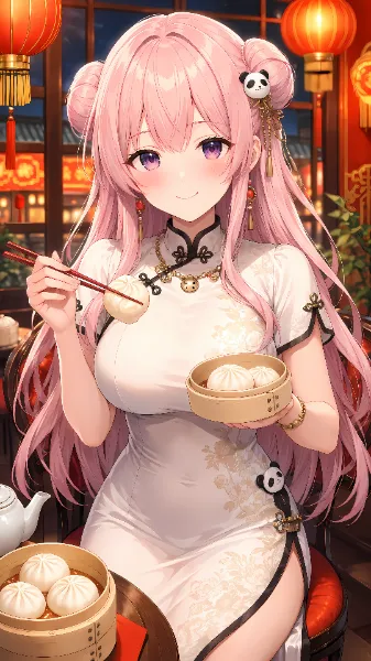 提灯の下で点心をひとくち