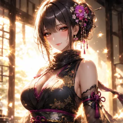 陽光に輝く紫花の美姫