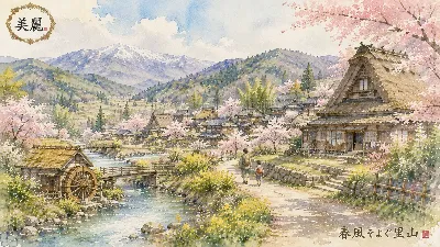 桜舞う里山でつむぐ親子の春